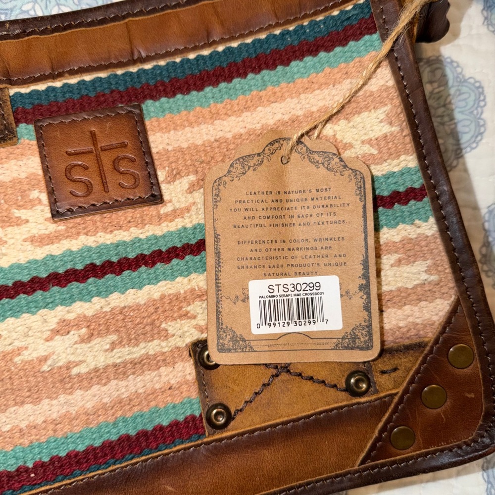 NWT STS Ranchwear Serape Mae Palomino Crossbody Purse Leather Woven Western BOHO - Picture 6 of 10